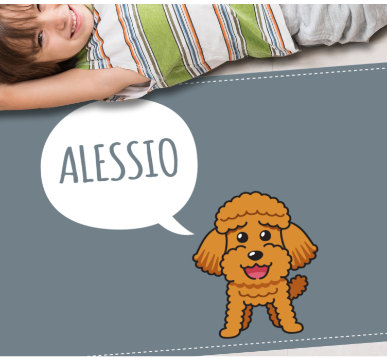 Tappeto vinile con nome cucciolo di barboncino felice - TenStickers