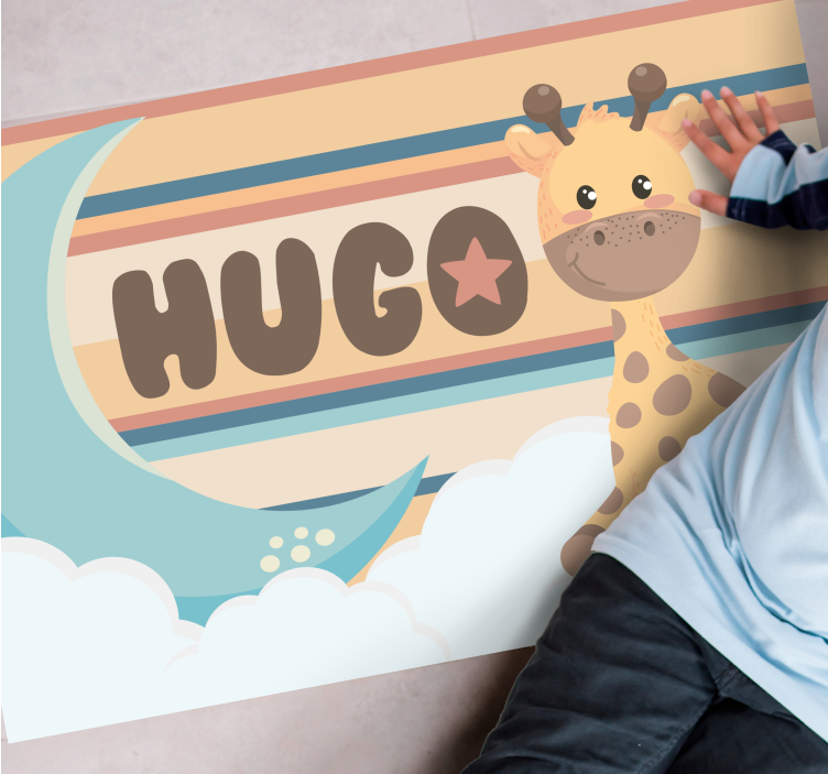 Tappeto vinile con nome disegno della giraffa - TenStickers