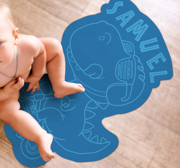Tappeto vinile con nome dinosauro personalizzabile - TenStickers