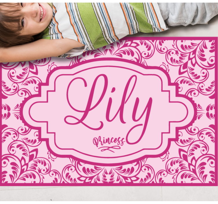 Tappeto vinile con nome disegno floreale principessa - TenStickers