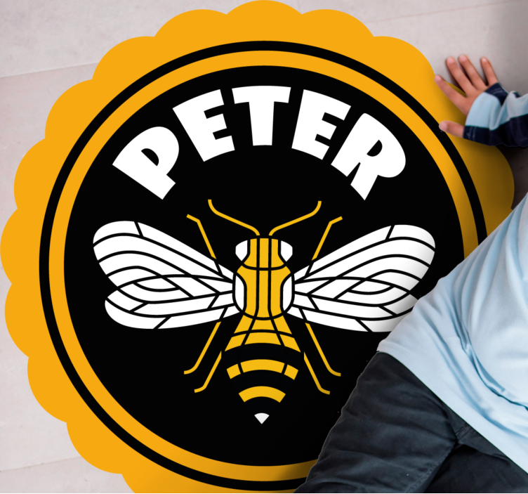 Tappeto vinile con nome emblema dell'ape personalizzato - TenStickers