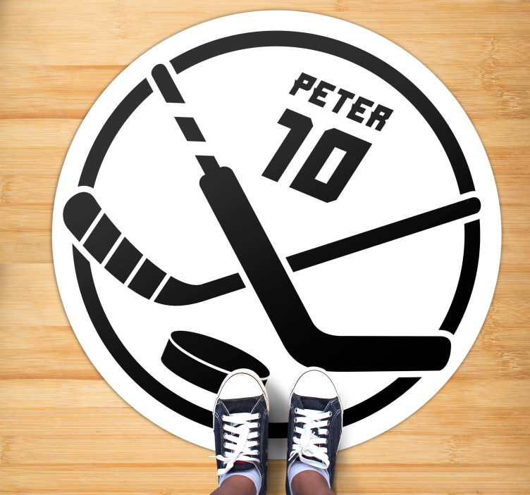 Tappeto vinile con nome emblema dell'hockey personalizzato - TenStickers