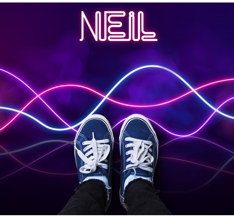 Tappeto vinile con nome esposizione di luci al neon - TenStickers