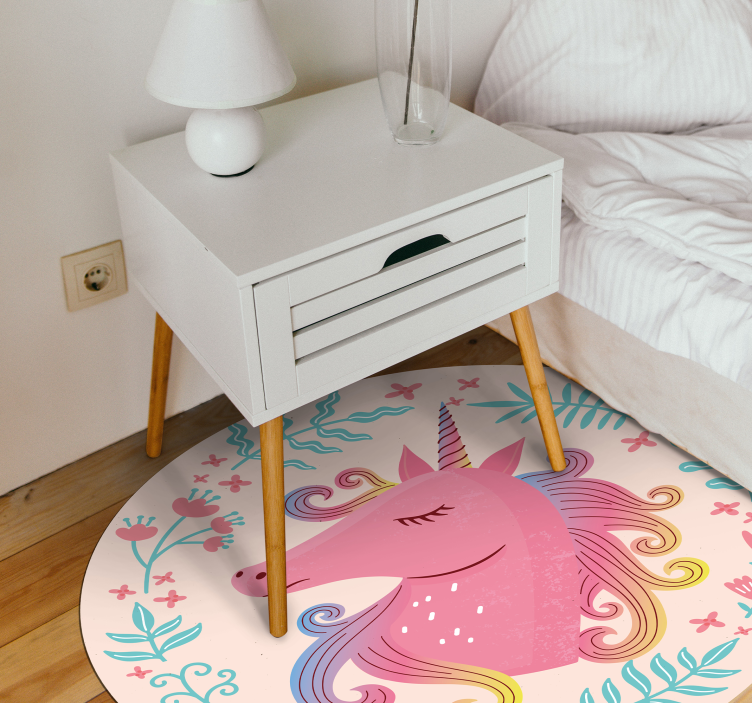 Tappeto vinile con nome fiaba dell'unicorno - TenStickers