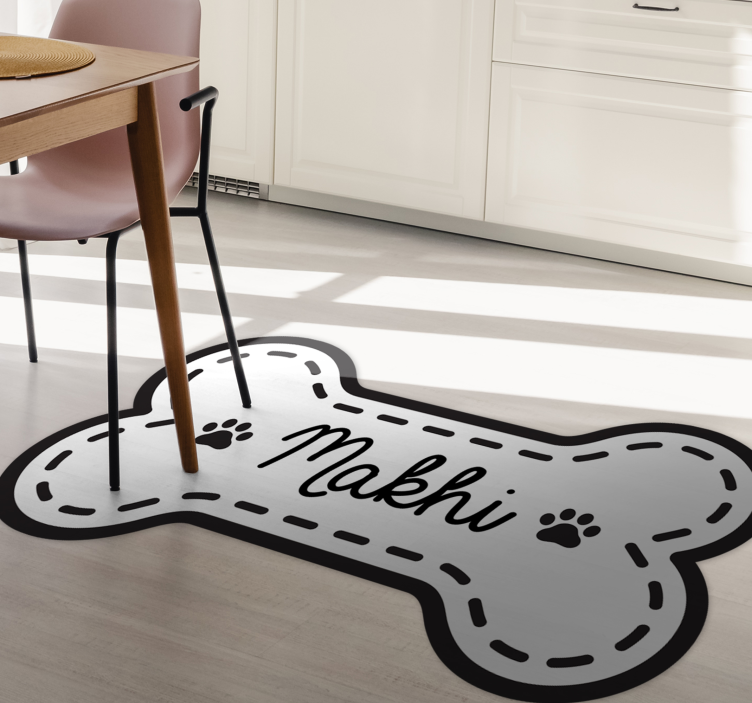 Tappeto vinile con nome forma di osso di cane - TenStickers