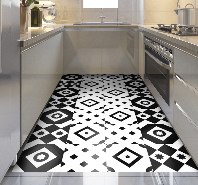 Tappeto pvc cucina forme geometriche monocromatiche - TenStickers