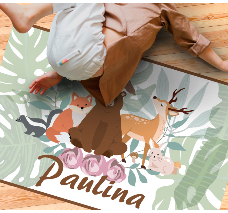 Tappeto vinile con nome giungla animale - TenStickers