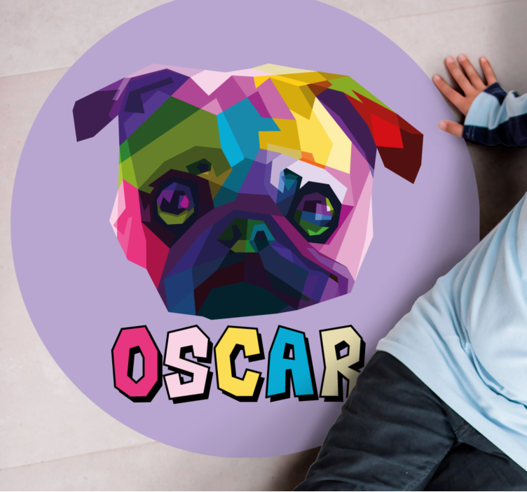 Tappeto vinile con nome illustrazione canina geometrica - TenStickers