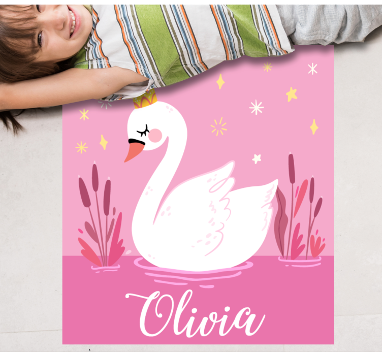 Tappeto vinile per bambini principessa cigno con nome - TenStickers