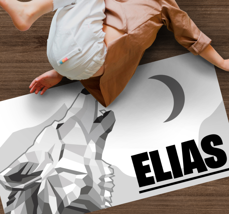 Tappeto vinile con nome lupo geometrico - TenStickers