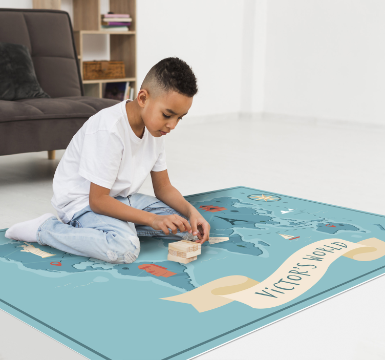 Tappeto vinile con nome mappa personalizzata - TenStickers