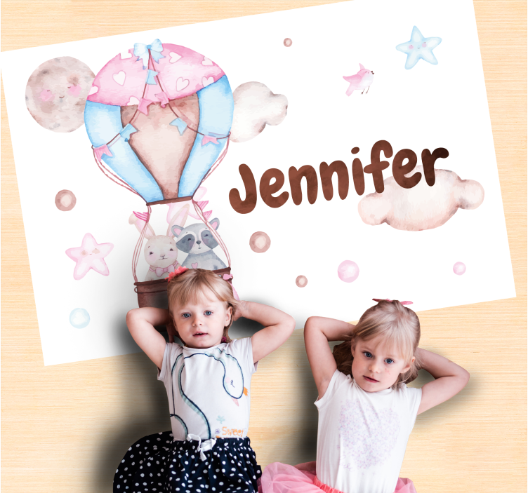 Tappeto vinile con nome mongolfiera - TenStickers