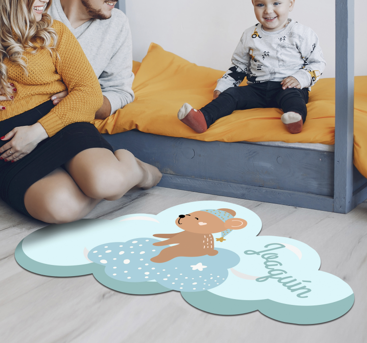 Tappeto vinile con nome motivo dell'orso nuvola - TenStickers