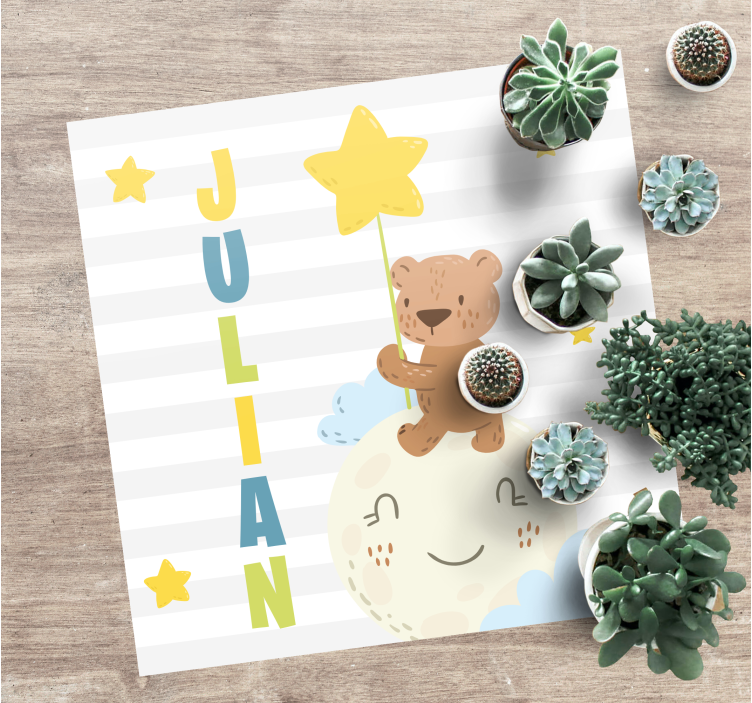 Tappeto vinile con nome orso con stella - TenStickers