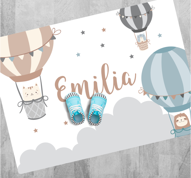 Tappeto vinile con nome palloni aerei - TenStickers
