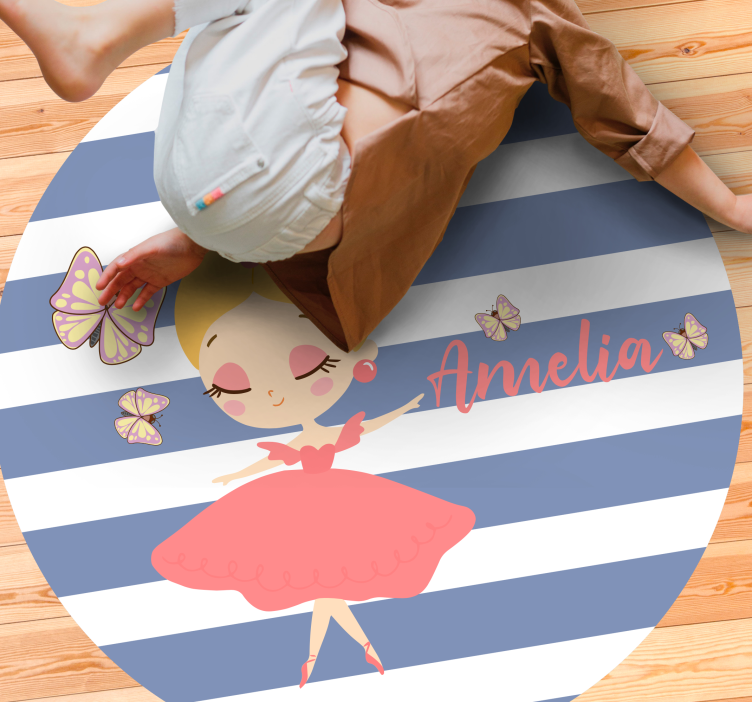 Tappeto vinile con nome personalizzato fatina del balletto - TenStickers