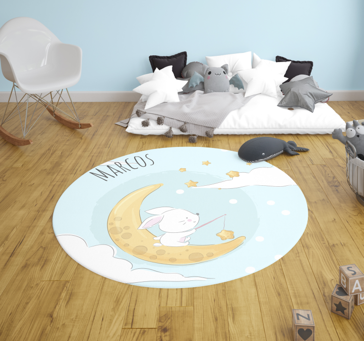 Tappeto vinile con nome pesca al chiaro di luna - TenStickers