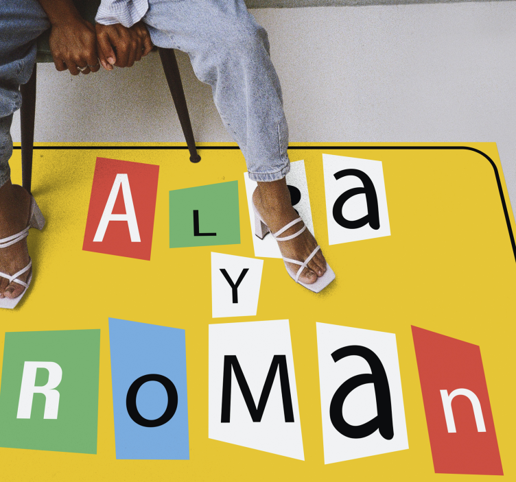 Tappeto vinile con nome pezzi di puzzle per coppia - TenStickers