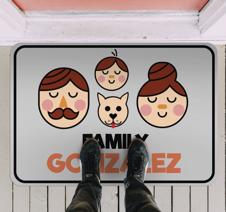 Tappeto vinile con nome ritratto di famiglia personalizzato - TenStickers