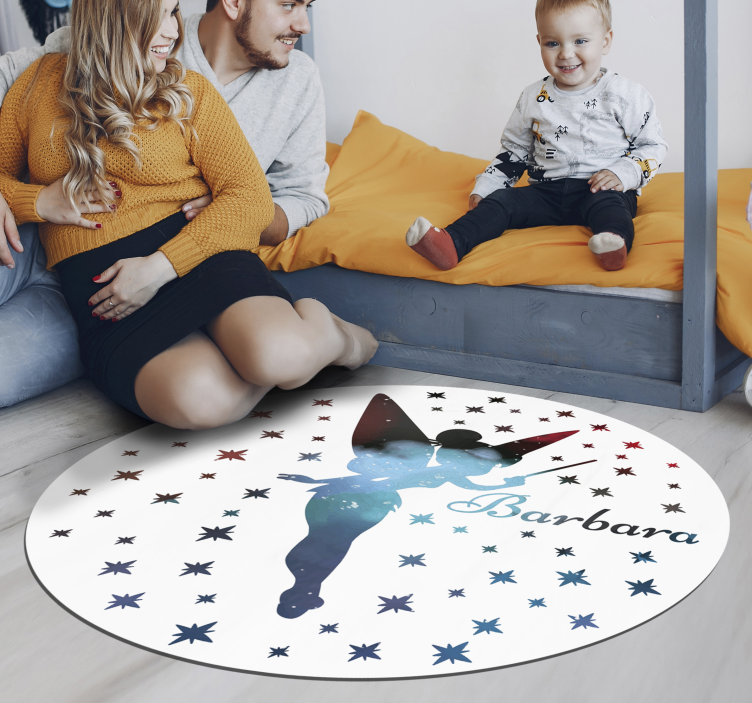 Tappeto vinile con nome sagoma di fata personalizzabile - TenStickers