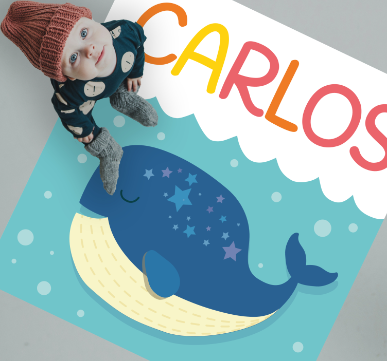 Tappeto vinile con nome scena bizzarra della balena - TenStickers