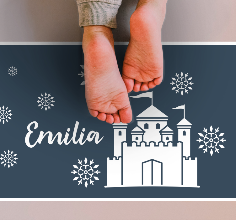 Tappeto vinile con nome scena giocosa del castello - TenStickers