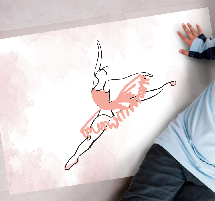 Tappeto vinile per ragazzi silhouette ballerina aquarella - TenStickers