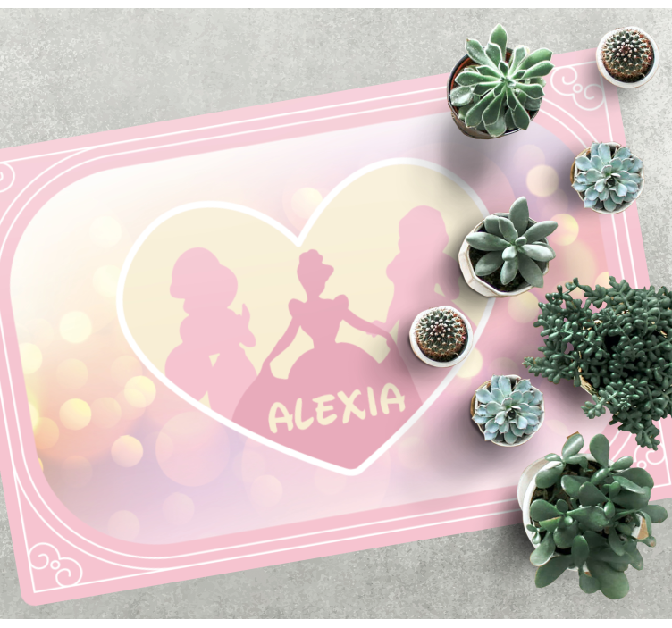 Tappeto vinile con nome silhouette di principessa - TenStickers