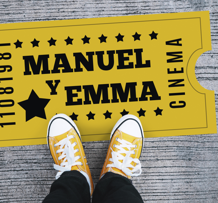 Tappeto vinile con nome biglietto del cinema per coppia - TenStickers