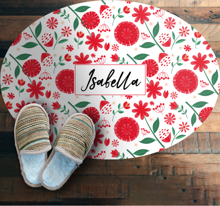 Tappeto vinile camera da letto fiori rossi personalizzati - TenStickers