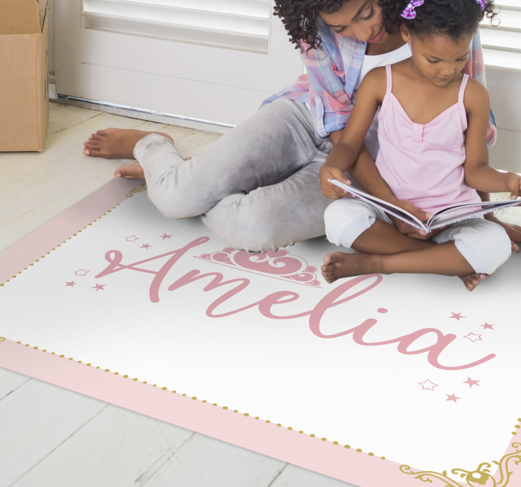 Tappeto vinile per bambini design personalizzato con corona - TenStickers