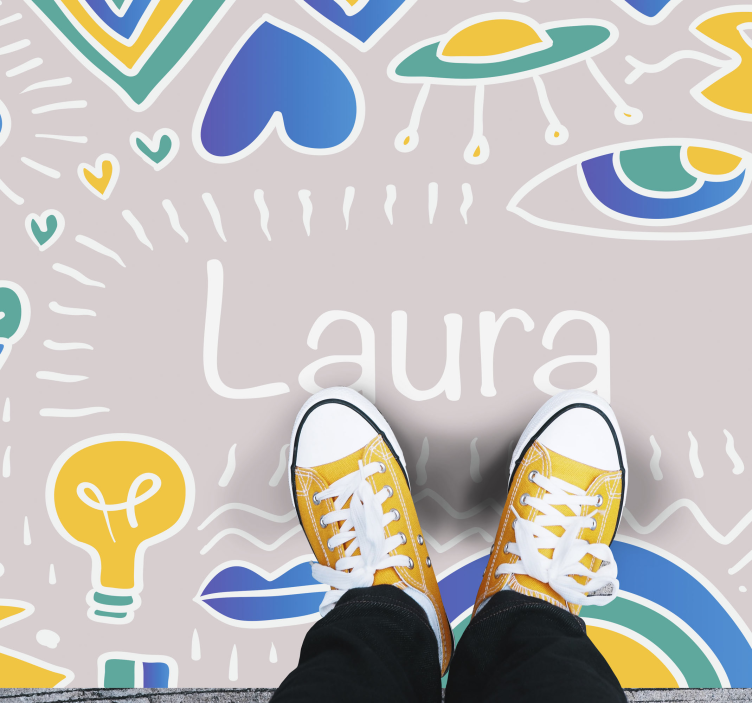 Tappeto vinile con nome tappetino giocoso personalizzato - TenStickers