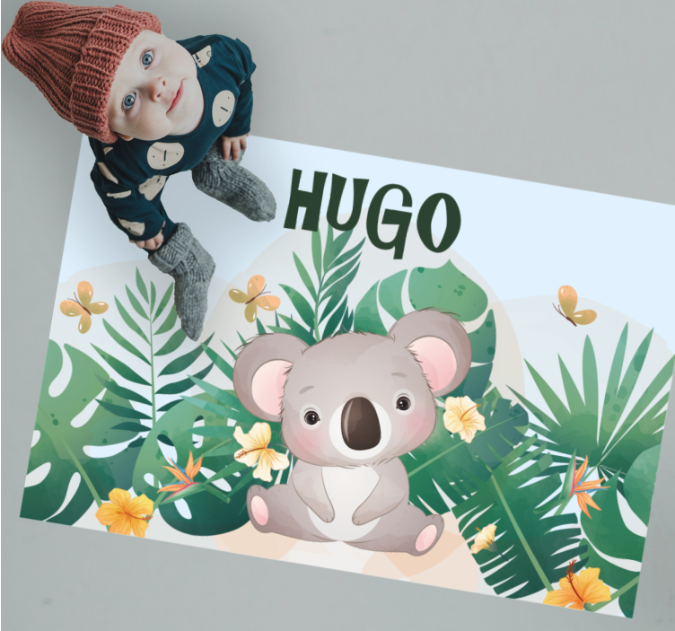 Tappeto vinile con nome tema koala - TenStickers