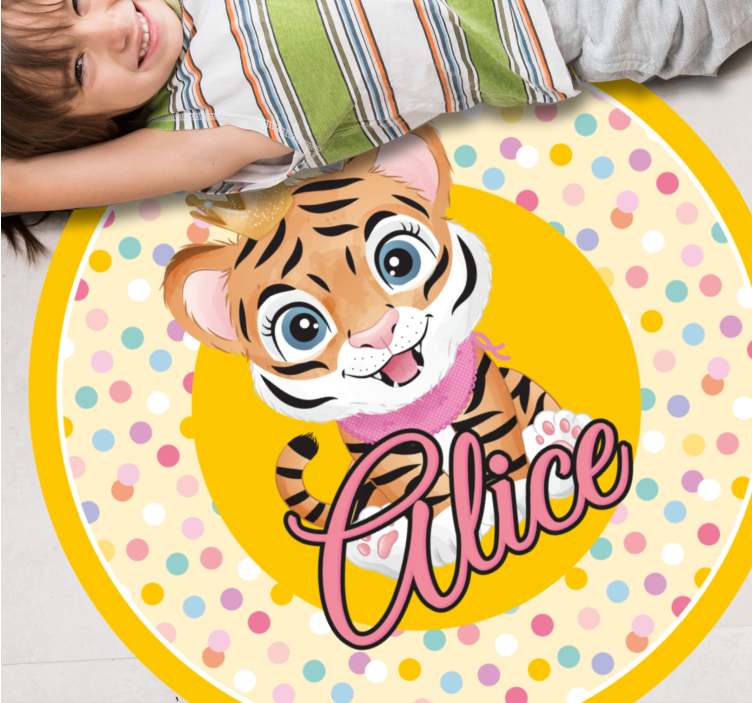 Tappeto vinile con nome tigre personalizzata - TenStickers