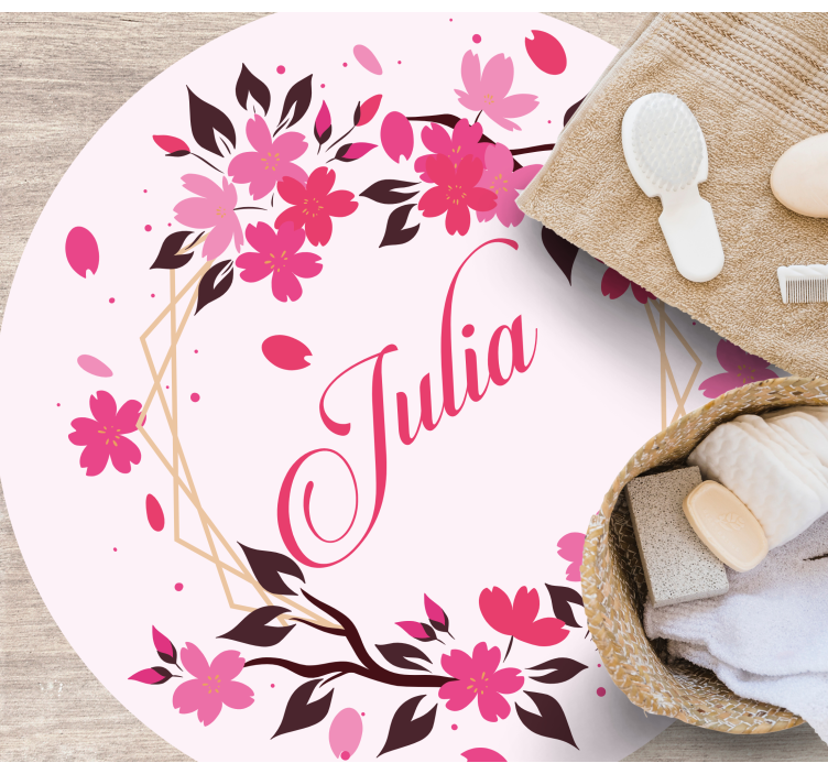 Tappeto vinile camera da letto corona botanica con nome - TenStickers