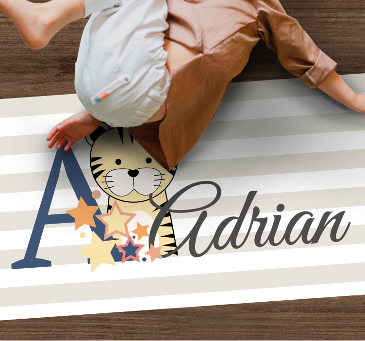 Tappeto vinile bebé cucciolo di tigre striato con nome - TenStickers