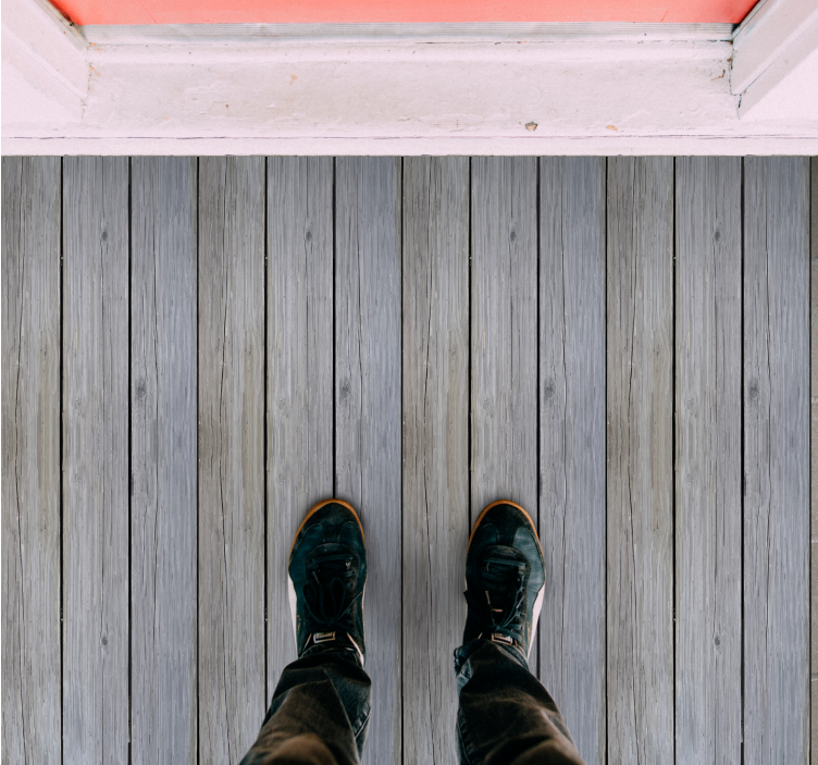 Tappeto vinile effetto legno assi grigie invecchiate - TenStickers