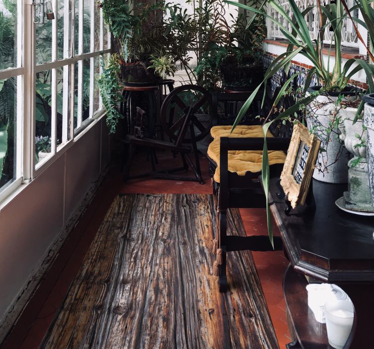 Tappeto vinile effetto legno dettaglio in legno rustico - TenStickers