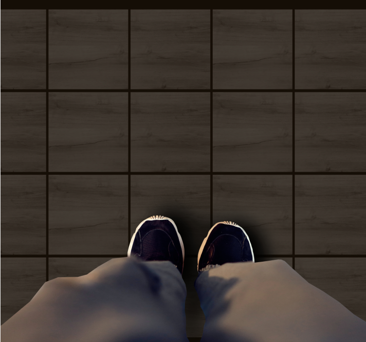 Tappeto vinile effetto legno piastrelle scure - TenStickers