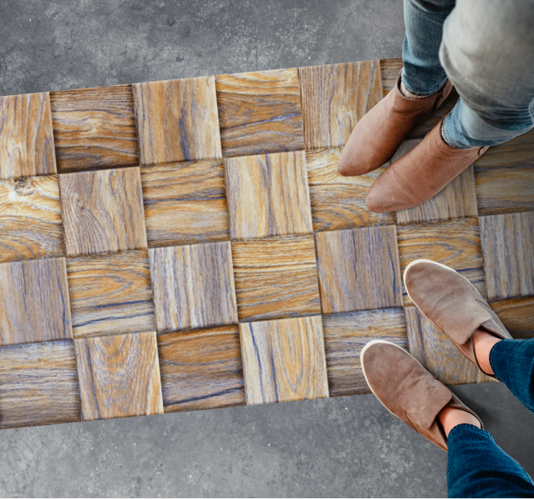 Tappeto vinile effetto legno stile a blocchi - TenStickers