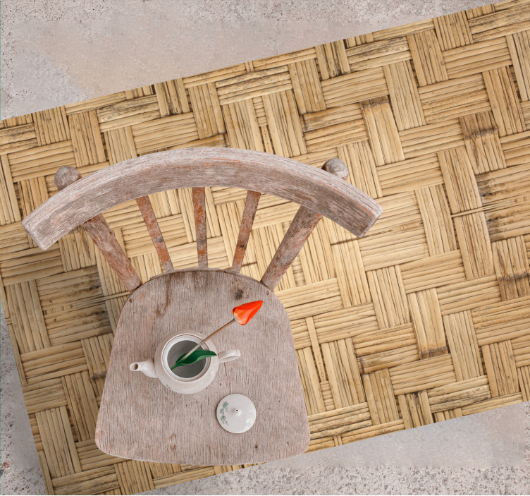 Tappeto in vinile soggiorno stile intrecciato in bambù - TenStickers