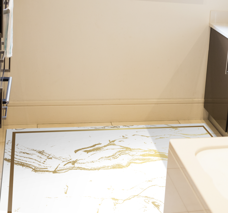 Tappeto vinile effetto marmo eleganti motivi grigi e dorati - TenStickers