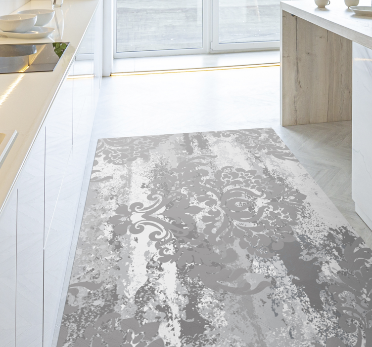 Tappeto vinile effetto marmo eleganti vortici grigi - TenStickers