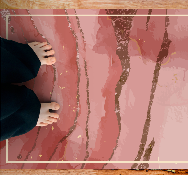 Tappeto vinile effetto marmo eleganti vortici rosa - TenStickers