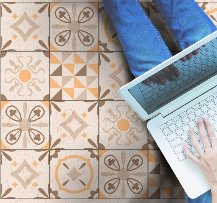 Tappeto vinile effetto marmo motivi di piastrelle d'epoca - TenStickers