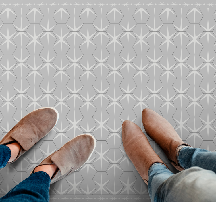 Tappeto vinile grigio motivo a stella esagonale - TenStickers