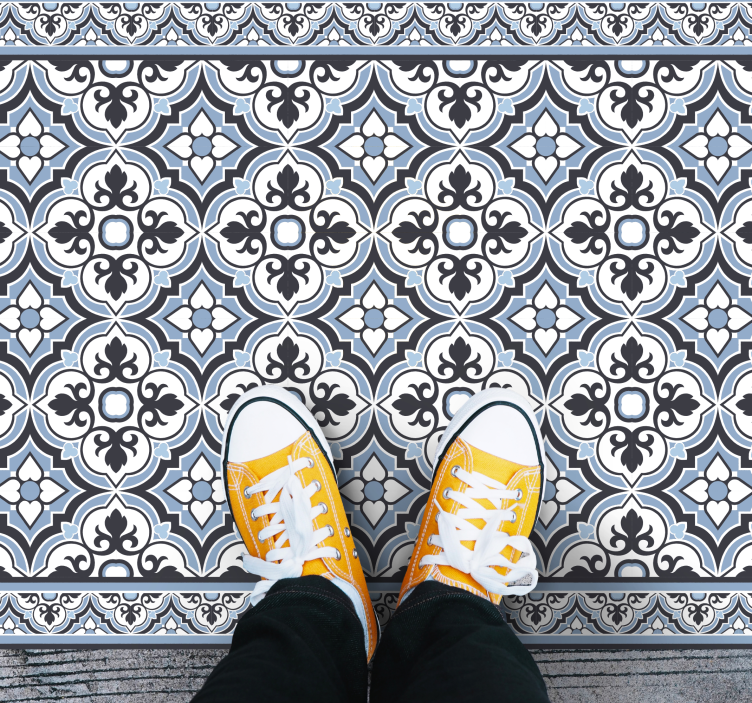 Tappeto vinile effetto marmo motivo geometrico floreale - TenStickers