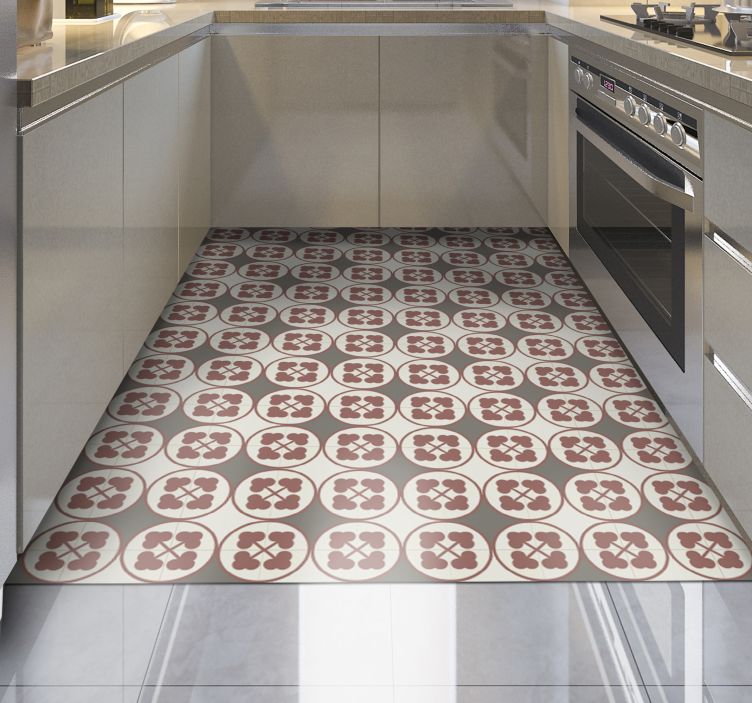 Tappeto vinile effetto marmo piastrelle con motivo circolare - TenStickers