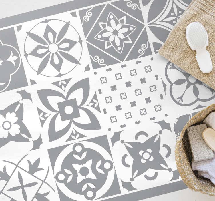 Tappeto vinile piastrelle grigio elegante - TenStickers