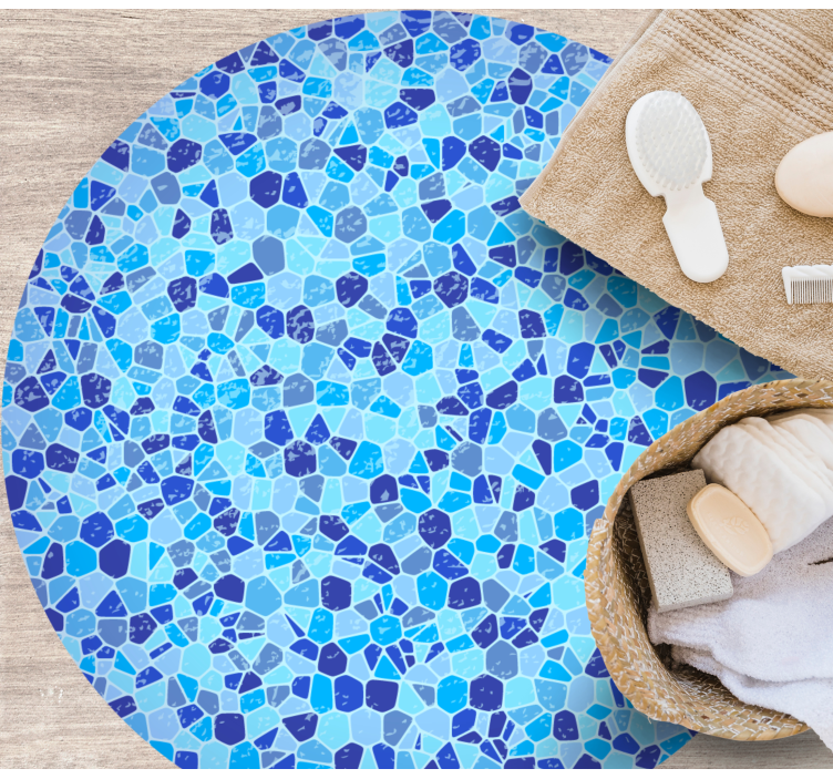 Tappeto vinile effetto marmo trama blu mosaico - TenStickers